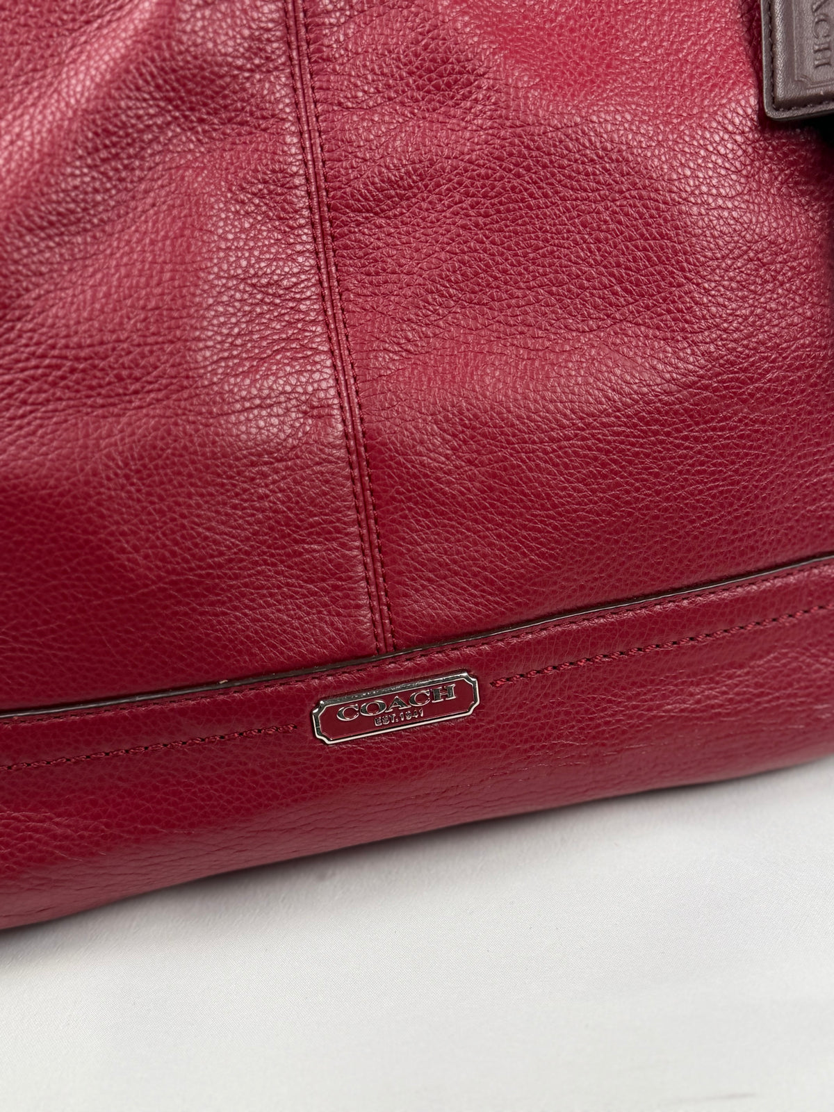 Coach F23284 Pink/Red Pebbled Leather Shoulder Bag
