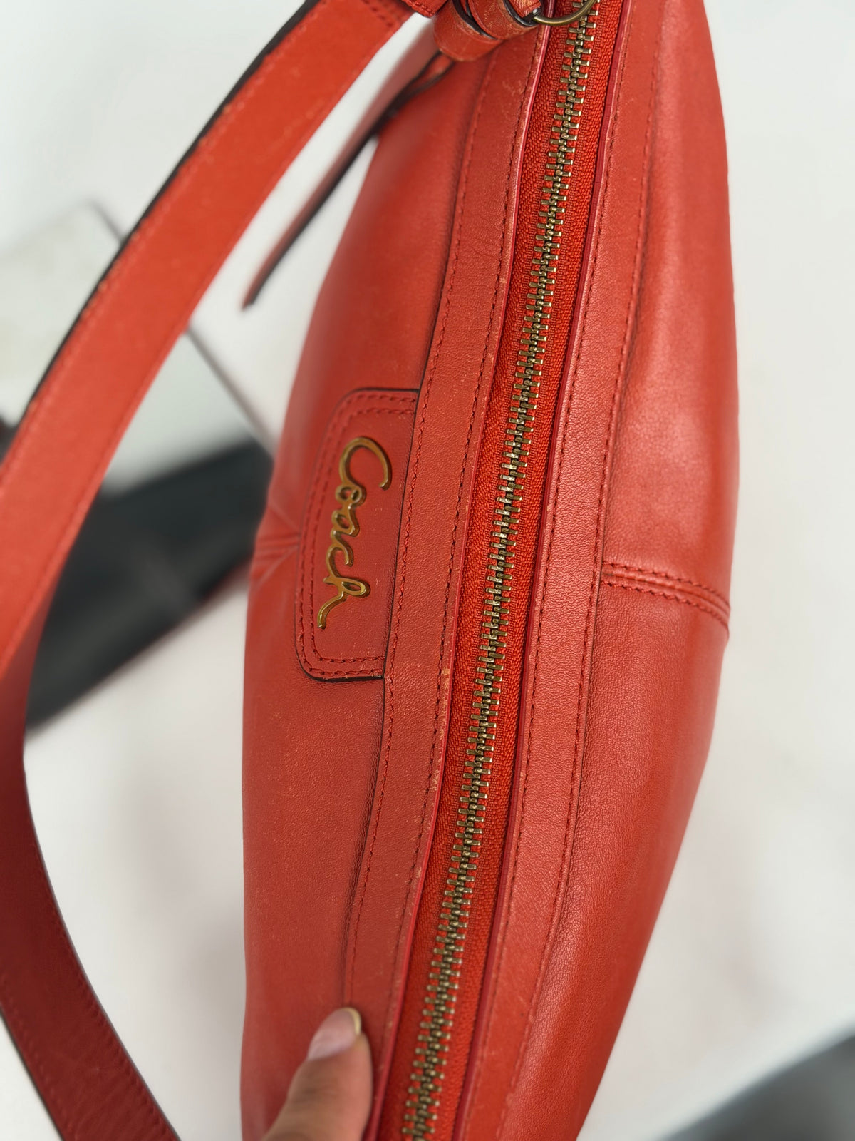 Coach F24404 Red/Orange Leather Shoulder Bag