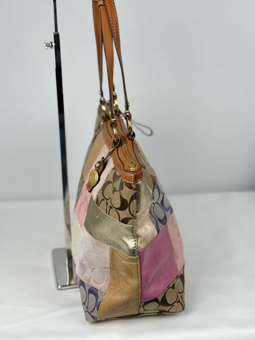 Coach 11711 Rare Patchwork Pink/Purple Multicolour Canvas/Suede/Leather Tote Shoulder Bag