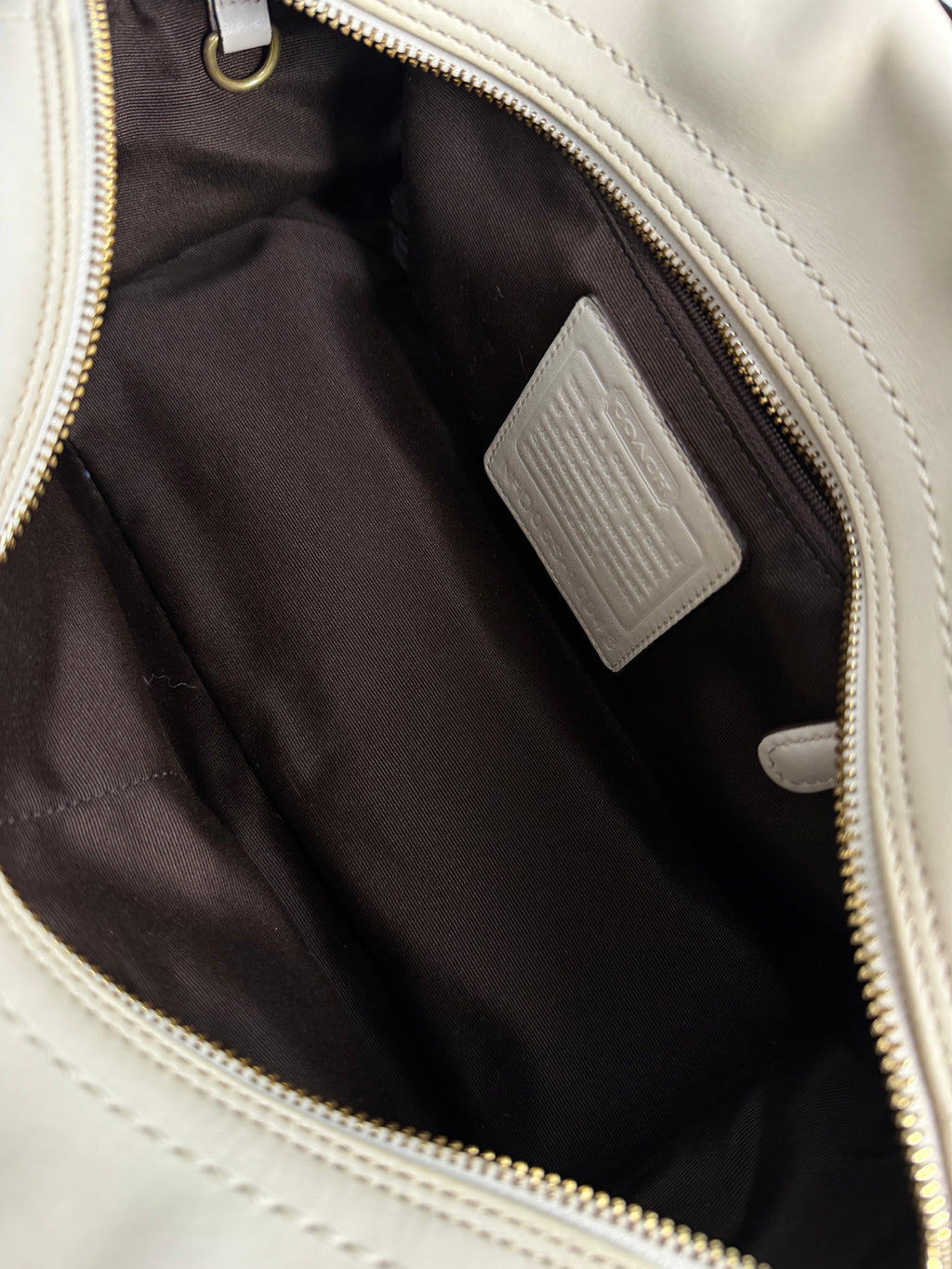 Coach 10048 Mia White/Cream Leather Double Pocket Soho Shoulder Bag