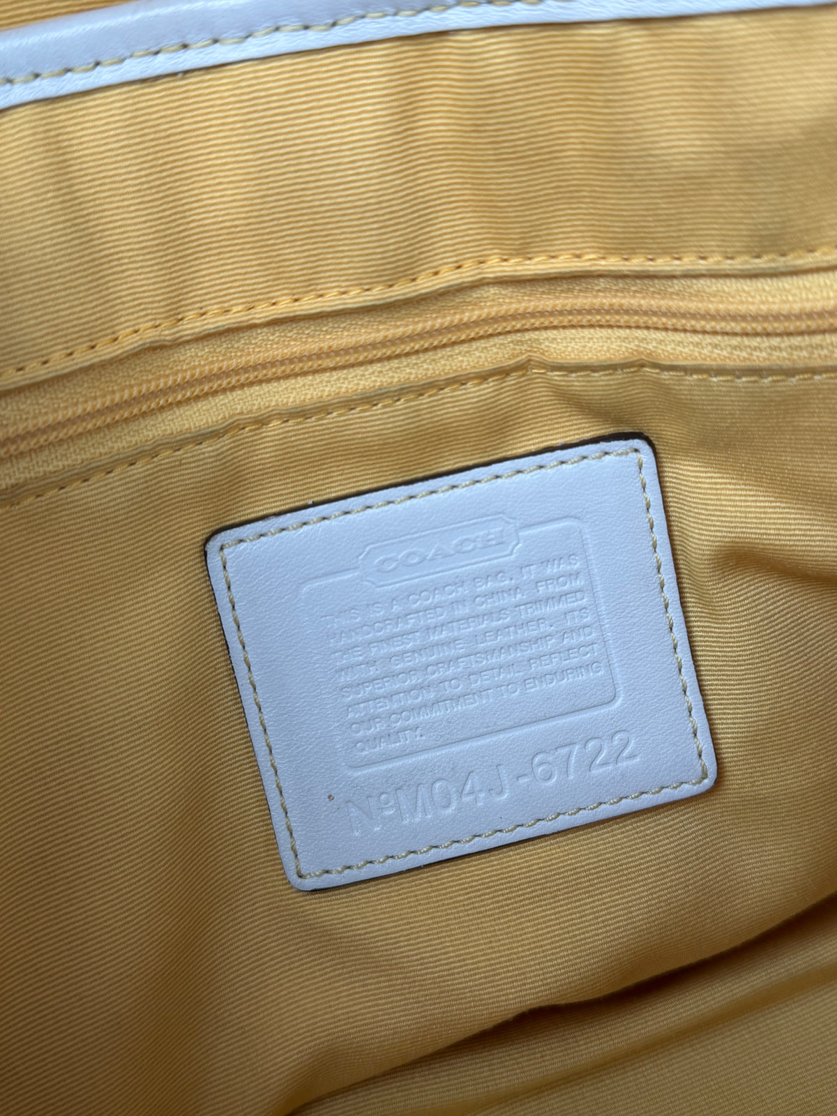 Coach 6722 Yellow Op Art Monogram Soho Shoulder Bag Tan Leather Trim