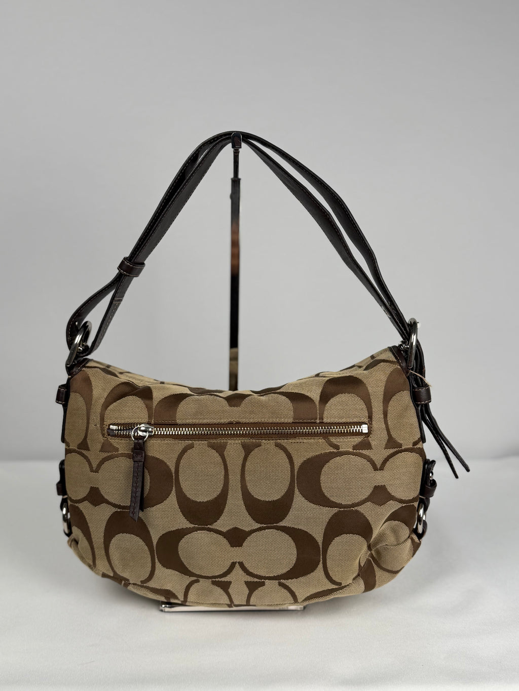 Coach F15171 Signature Brown Monogram Turnlock Shoulder Bag