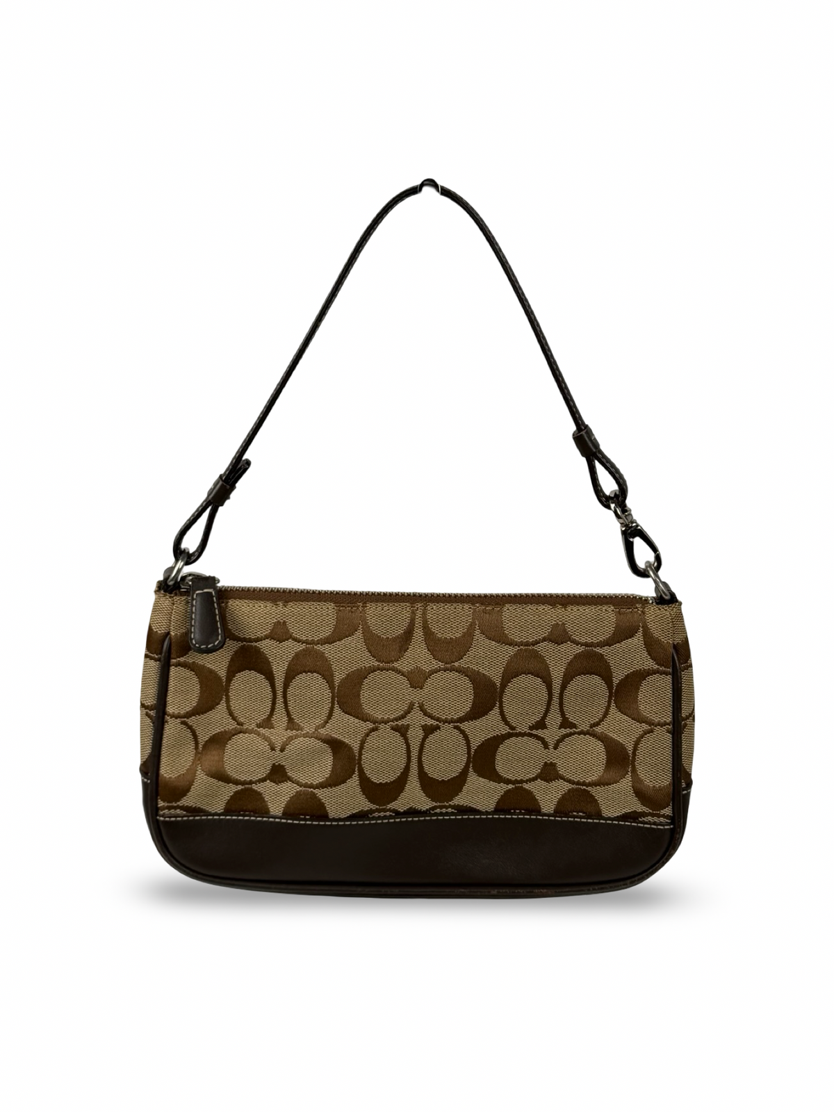 Coach 6094 Demi Signature Brown Monogram Shoulder Bag Leather Trim