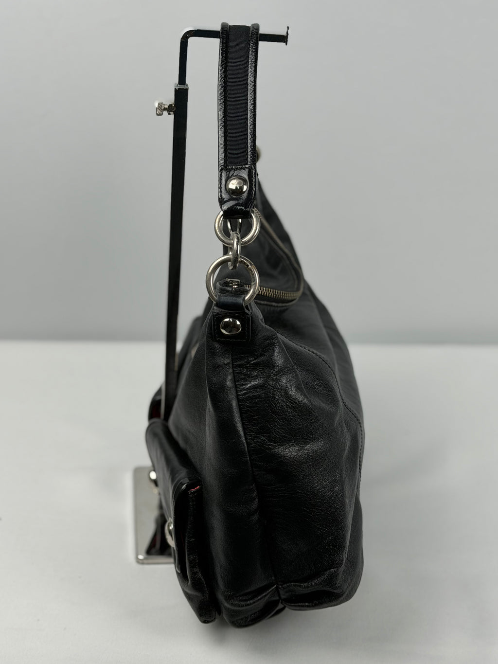 Coach 14561 Poppy Black Leather Double Pocket Shoulder Bag