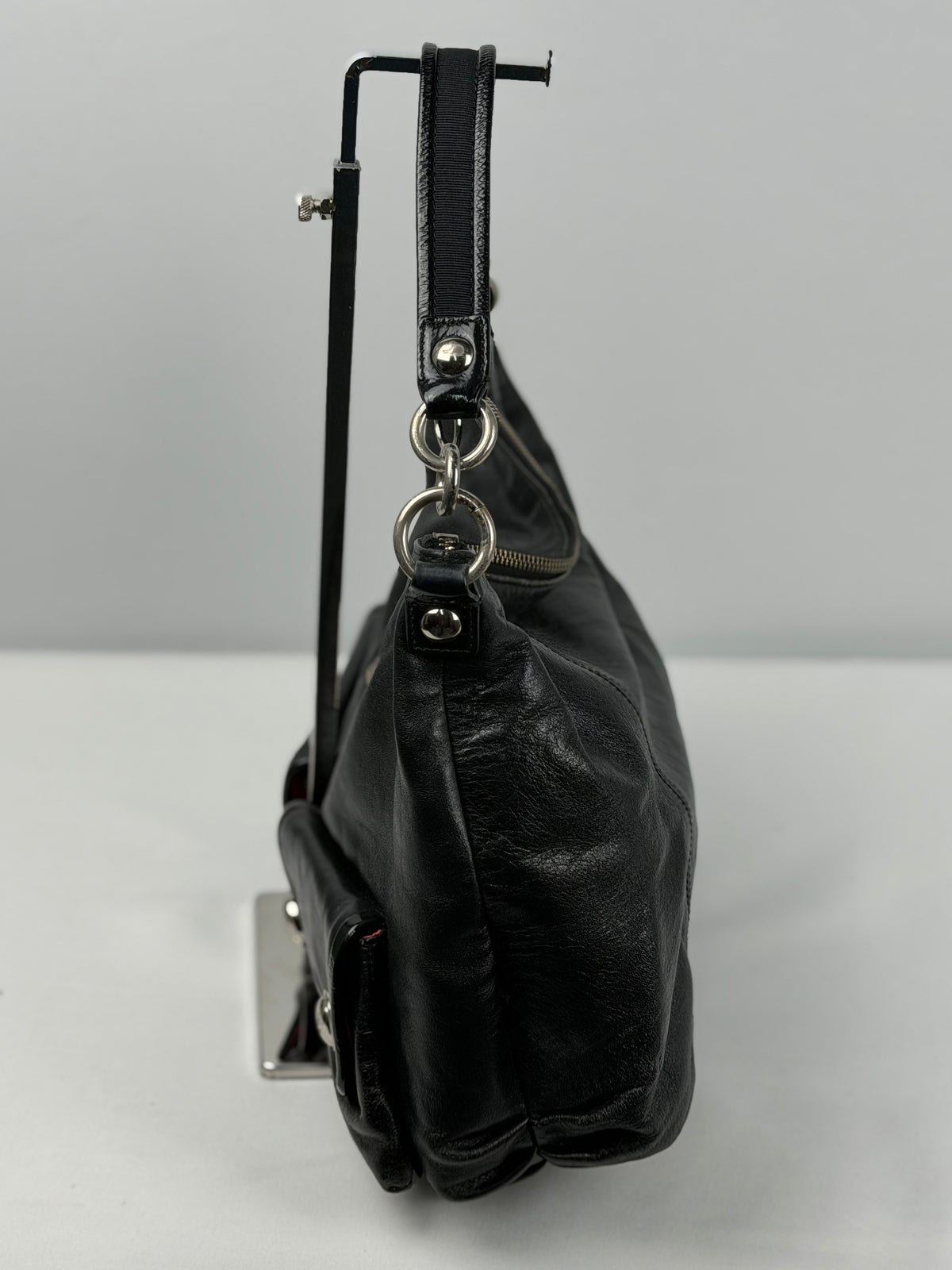Coach 14561 Poppy Black Leather Double Pocket Shoulder Bag
