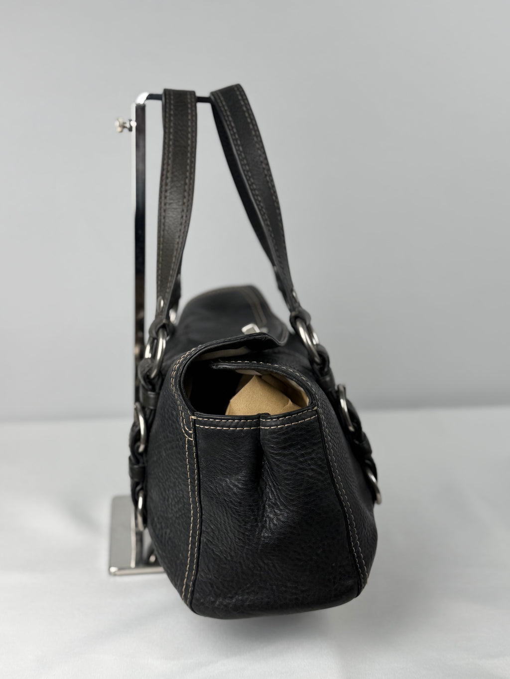 Coach F12334 Chelsea Turnlock Black Pebbled Leather Shoulder Bag
