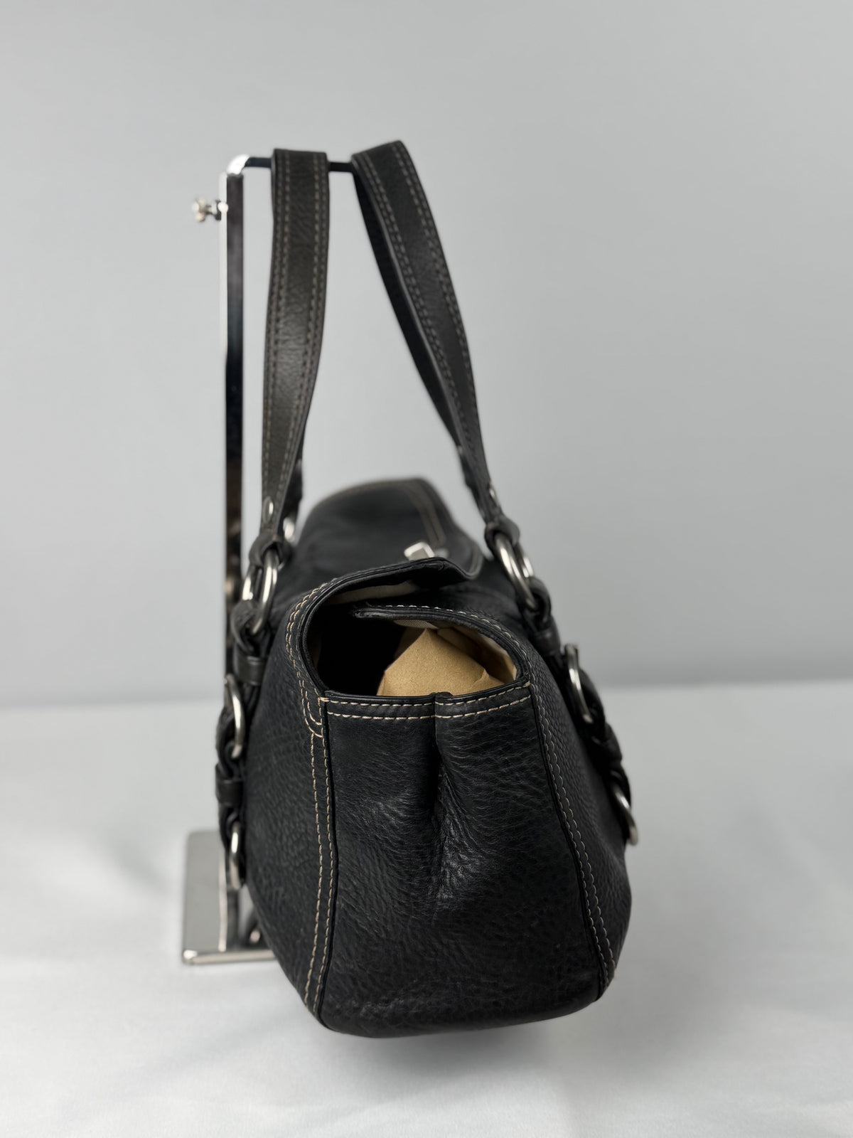 Coach F12334 Chelsea Turnlock Black Pebbled Leather Shoulder Bag
