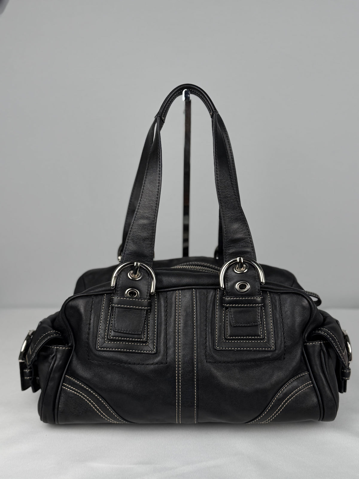 Coach 10036 Mia Black Leather Satchel Shoulder Bag