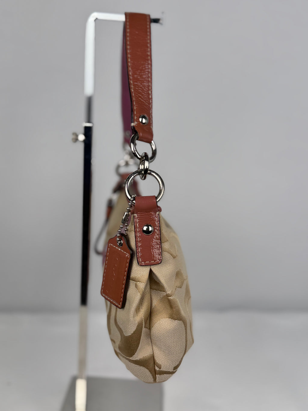 Coach F15111 Beige/Purple Monogram Shoulder Bag