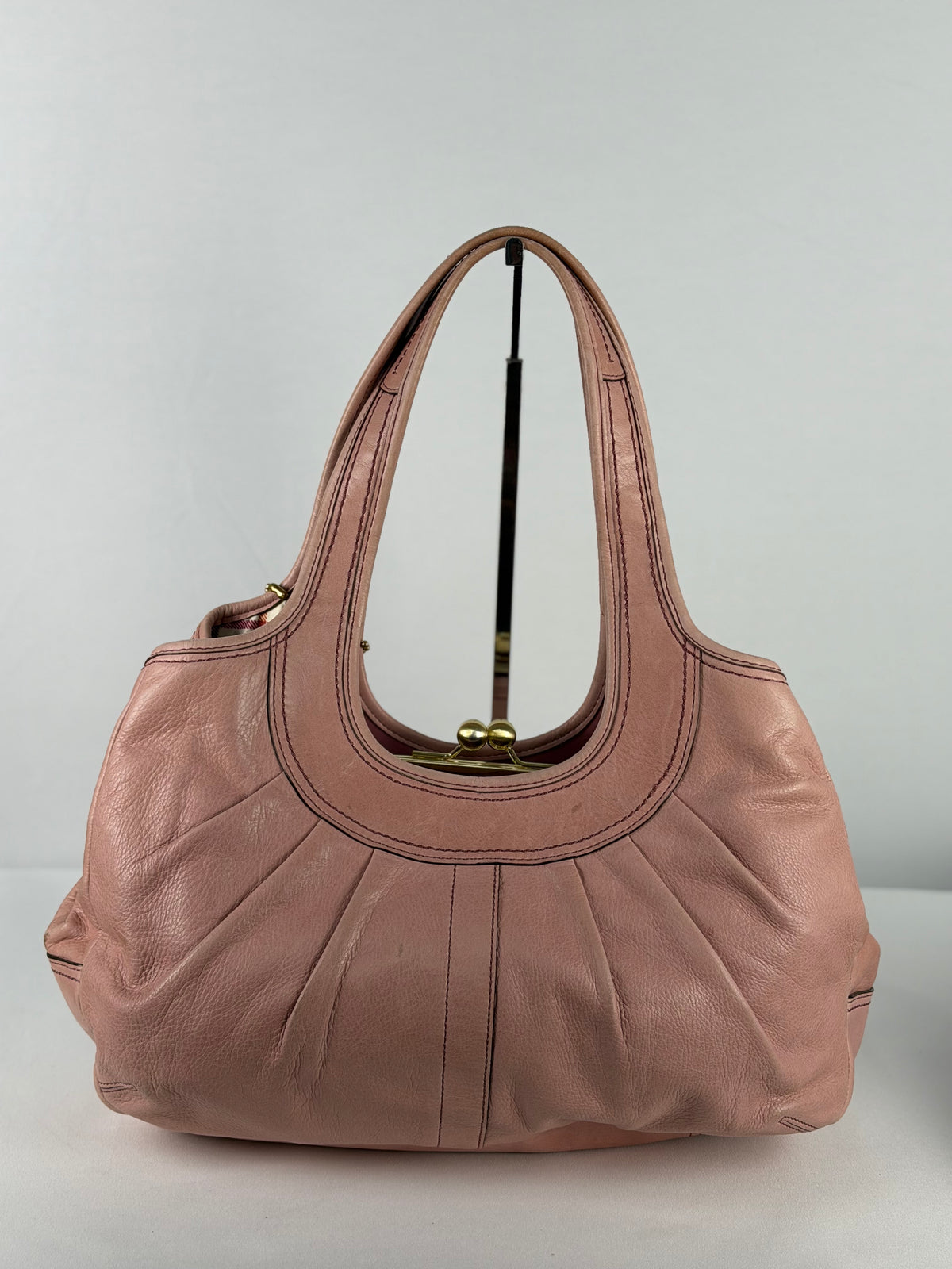 Coach 12248 Ergo Kisslock Baby Pink Leather Shoulder Bag