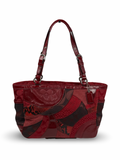 Coach F14004 Rare Red Patchwork Suede/Leather/Canvas Gallery Tote Shoulder Bag