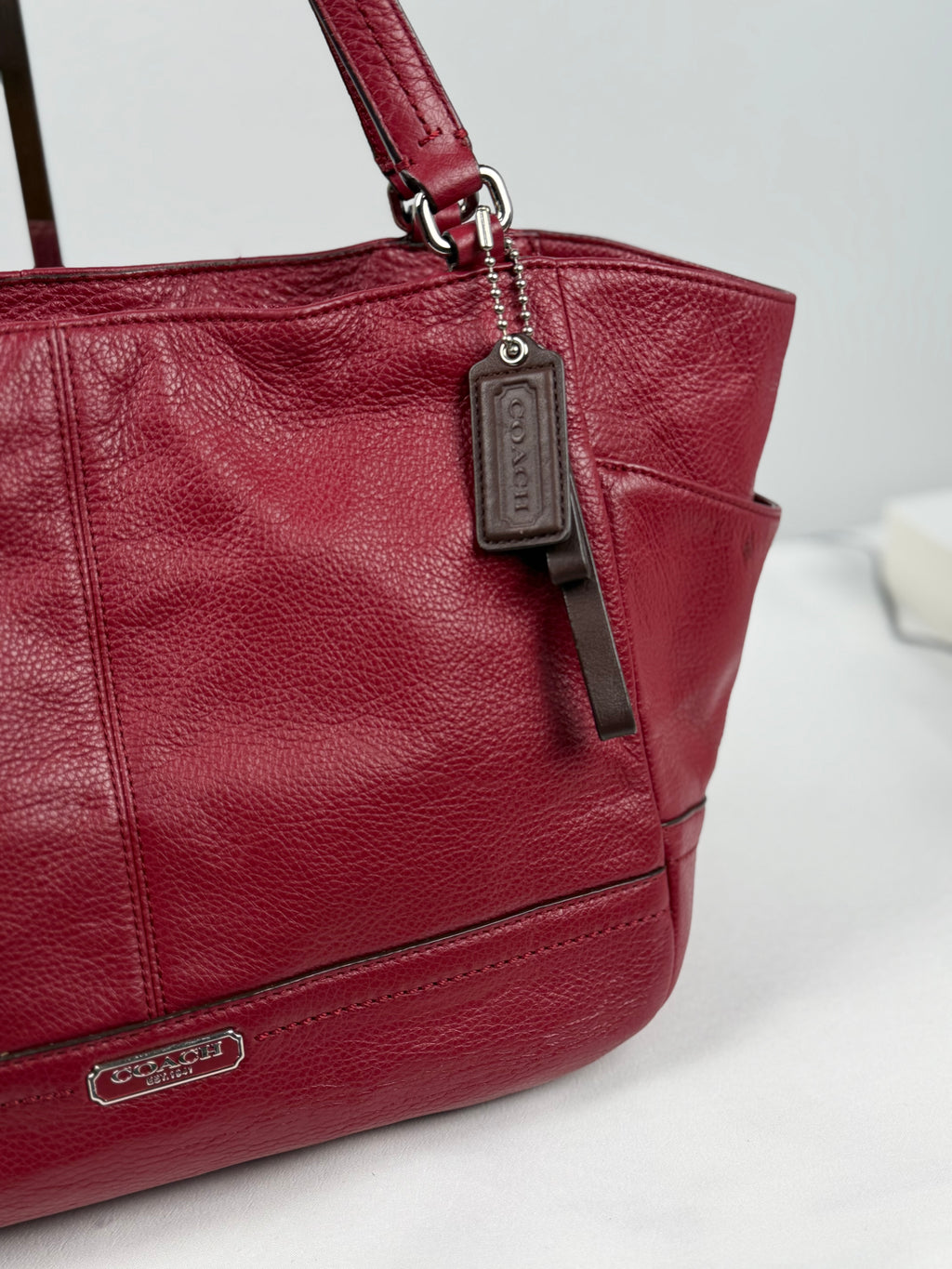 Coach F23284 Pink/Red Pebbled Leather Shoulder Bag