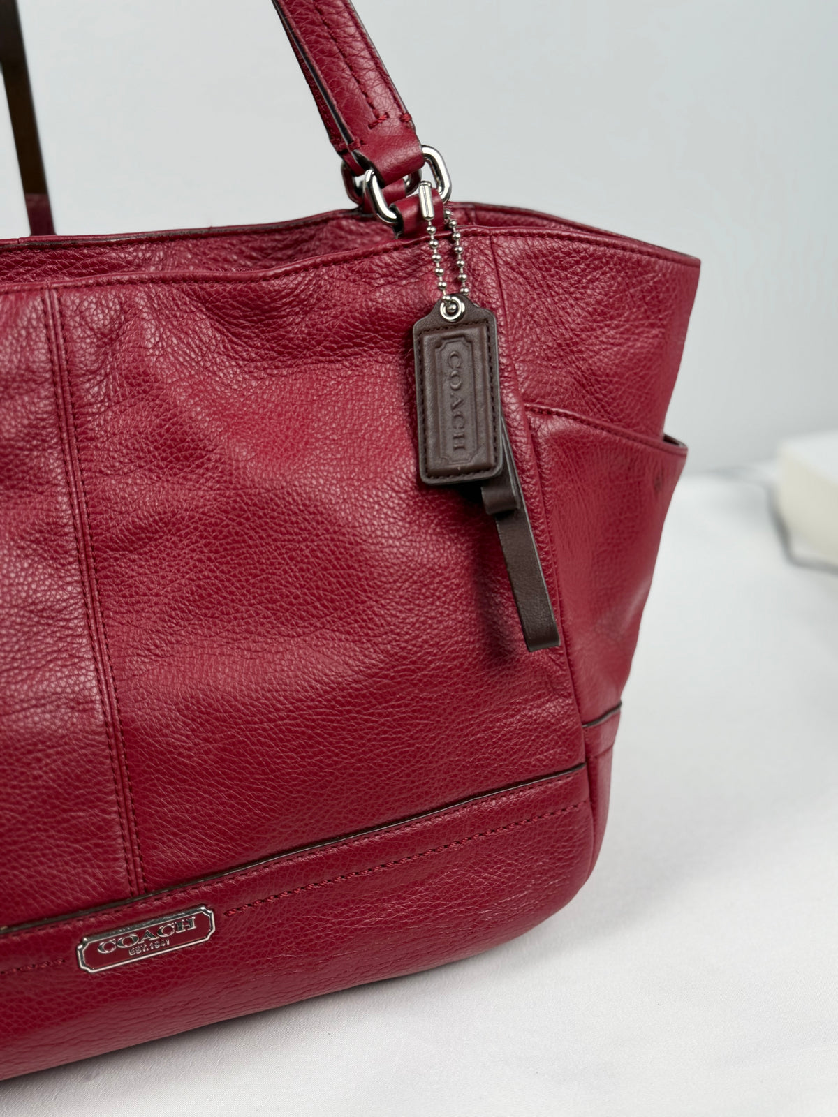Coach F23284 Pink/Red Pebbled Leather Shoulder Bag