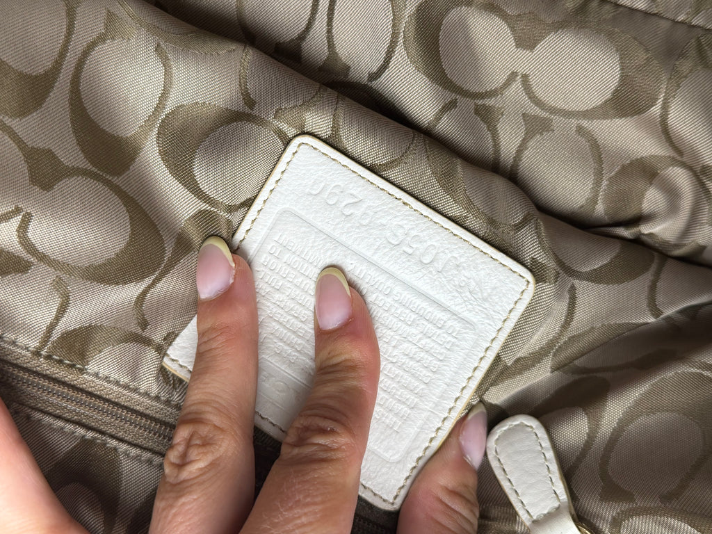 Coach 9290 Hampton Clip White Leather Shoulder Bag Braided Detailing