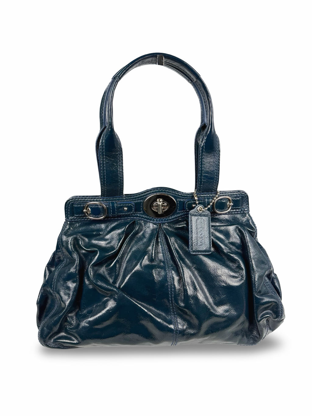 Coach 13926 Turnlock Blue Patent Leather Satchel Shoulder Bag