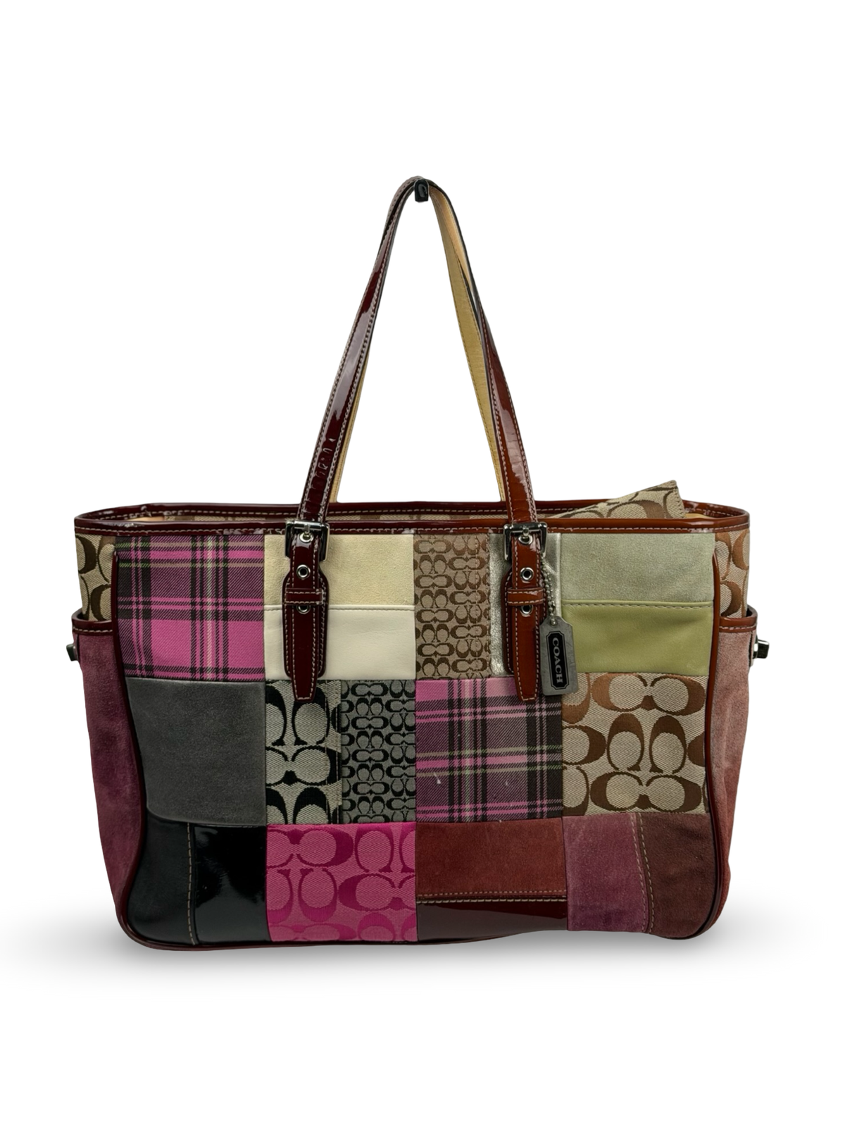 Coach 1437 Rare Patchwork Pink Multi Coloured Suede/Canvas/Leather Gallery Tote Shoulder Bag