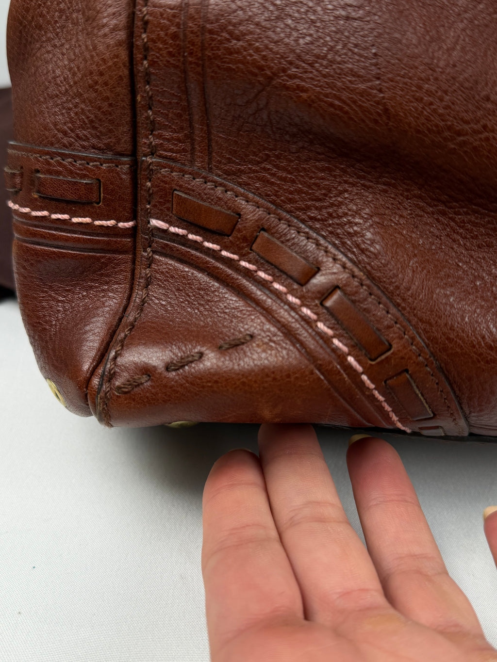 Coach 9290 Rare Hampton Clip Brown Leather Shoulder Bag Braided Detail